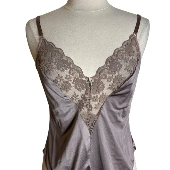 Vintage Chantilly Maidenform Satin Lace V-Neck Cami Tank Top Women’s 36 - Picture 3 of 10